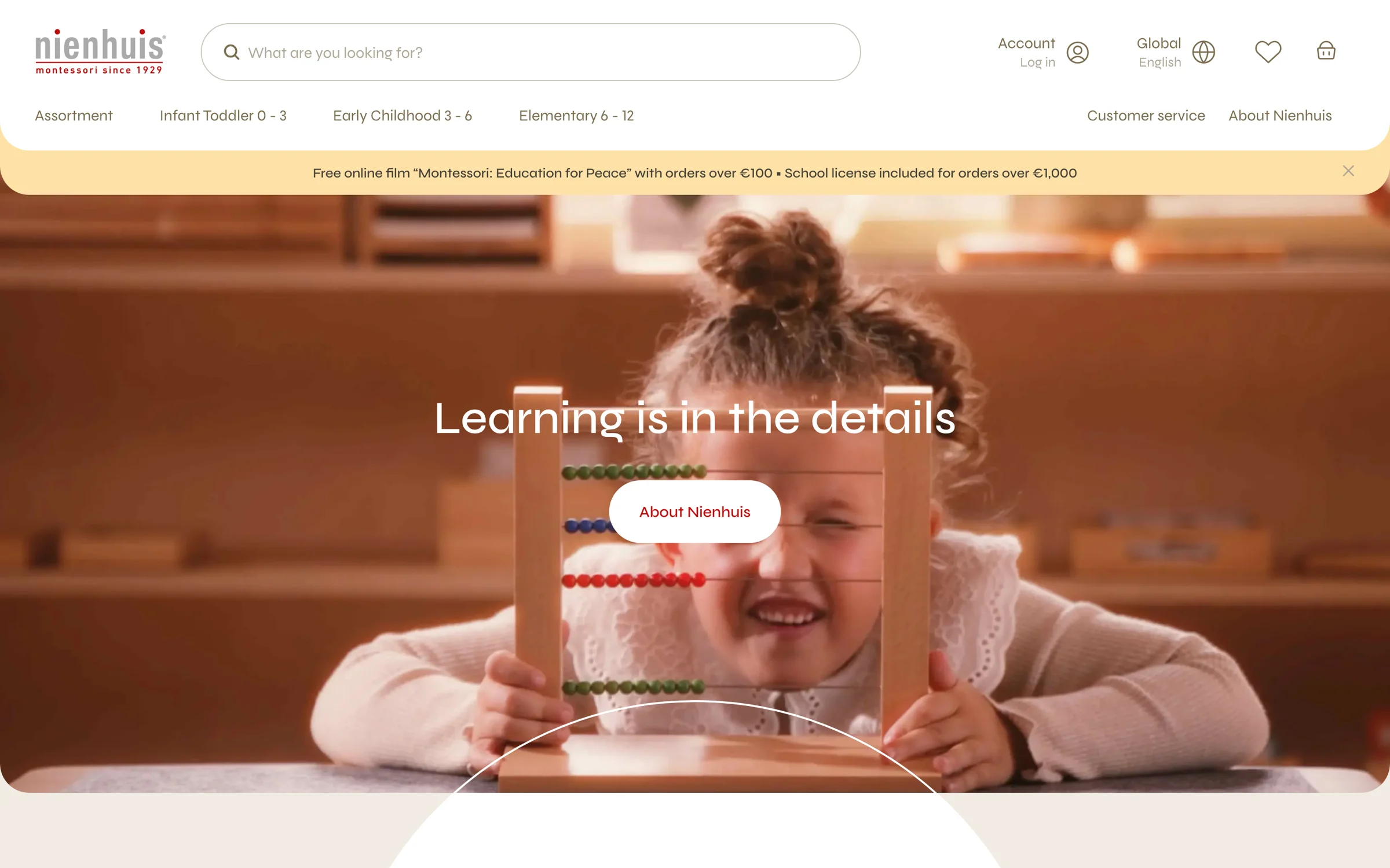 Nienhuis Montessori, desktopweergave