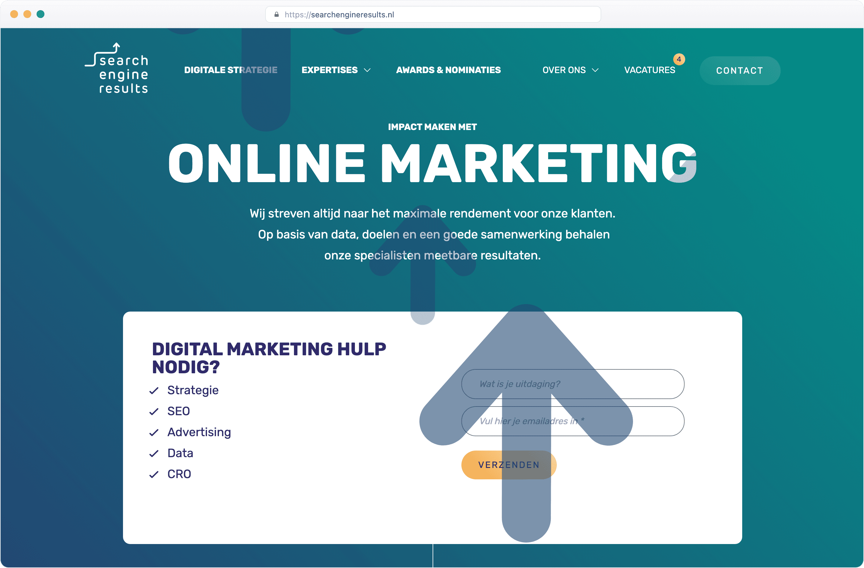 De searchengineresults.nl website in een browservenster