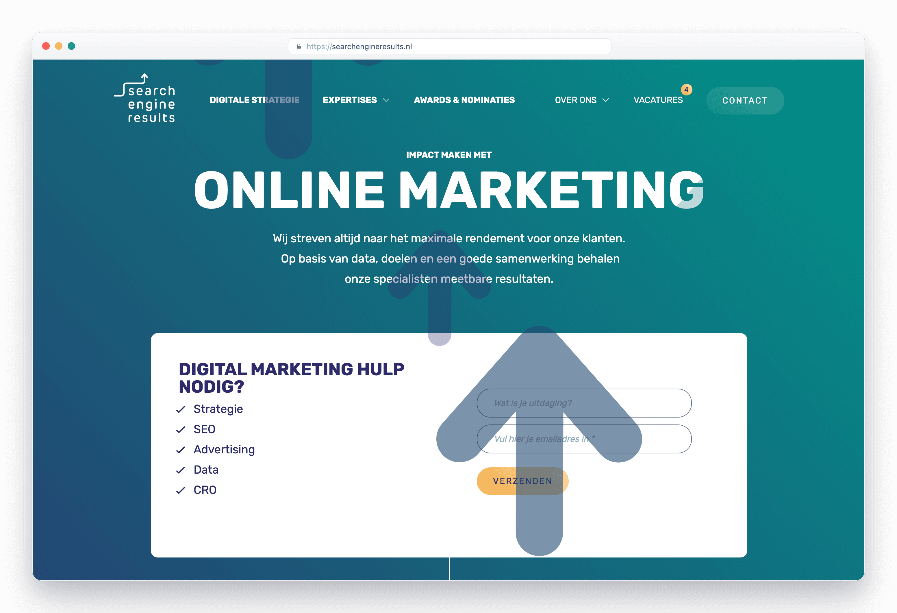 De searchengineresults.nl website in een browservenster